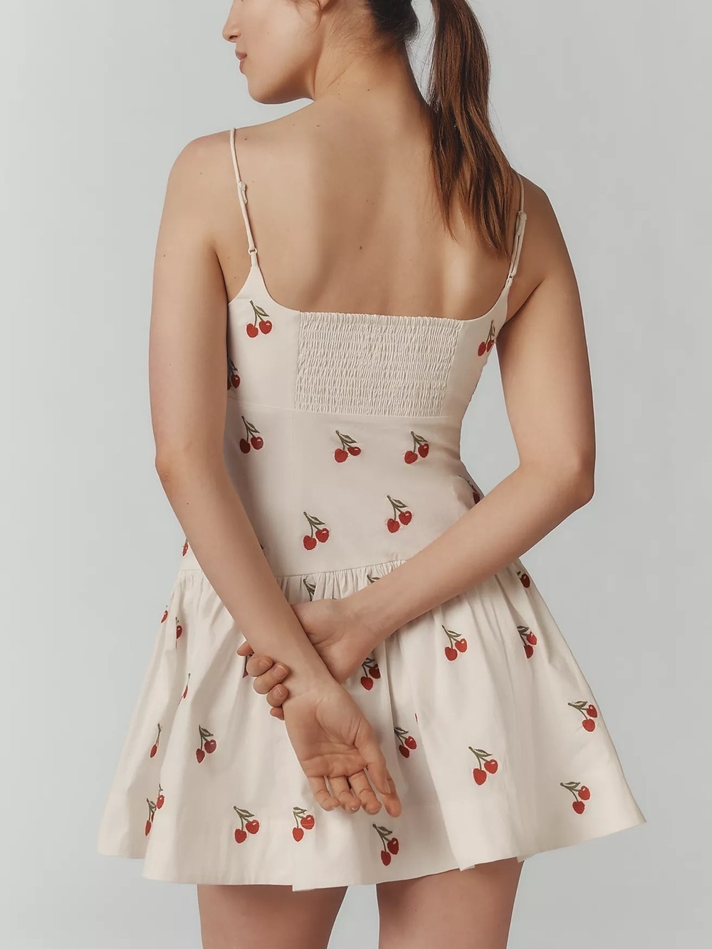 Anthropologie Maeve Sweetheart Drop-Waist Cherry Print Mini Dress - Picture 3 of 8